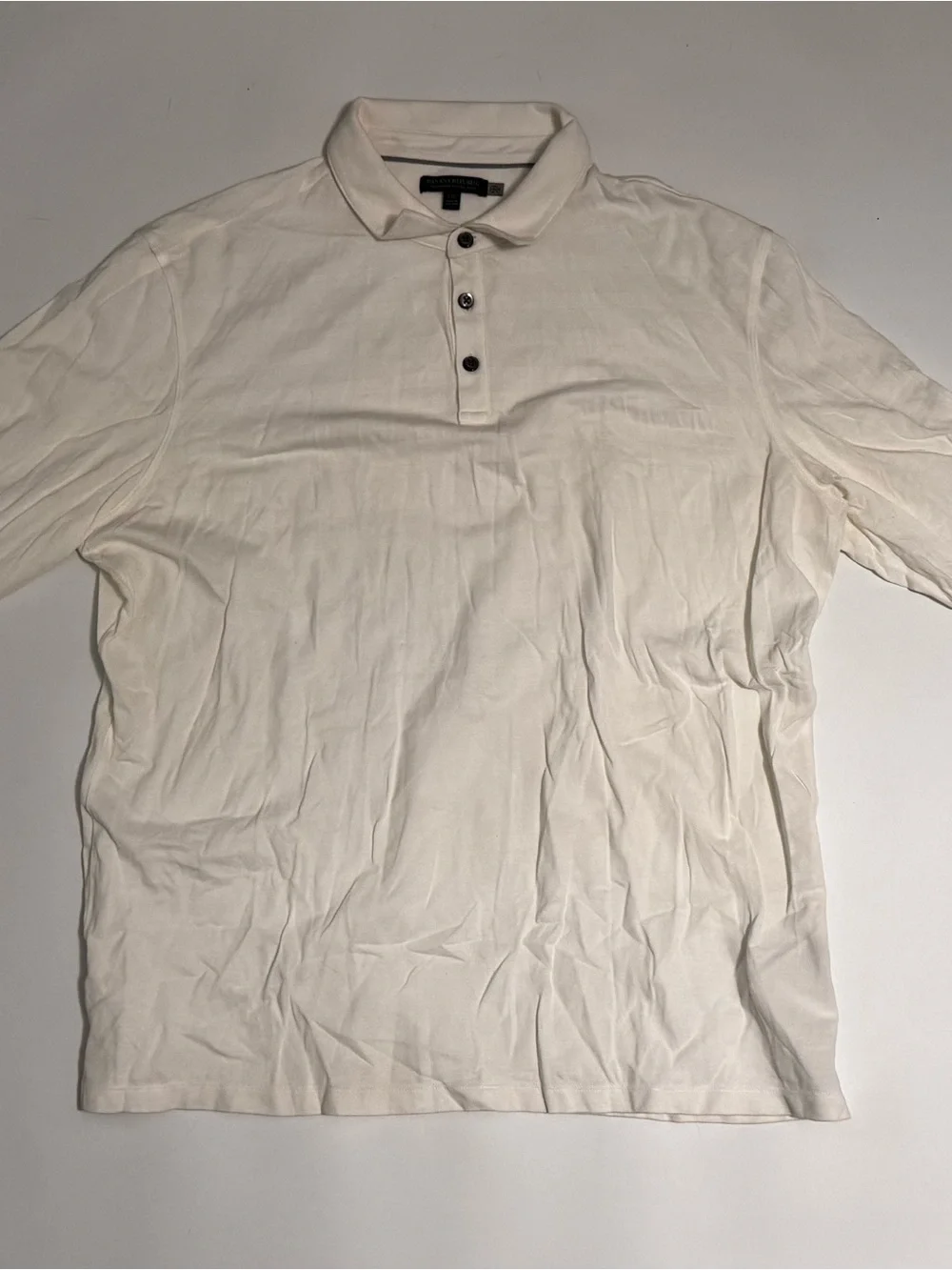 Banana Republic Performance Pique Men's Long Sleeve Polo Shirt White